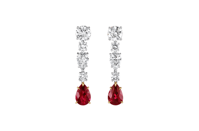Diamond and Ruby Drop Earrings | Harry Winston