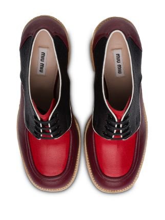 Miu Miu Lace-Up Platform Shoes 5E017DFB1253A9E Red | Farfetch