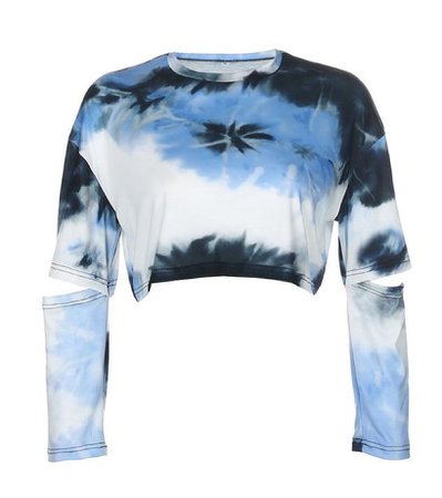 Electricity' Black, blue and white tie dye top