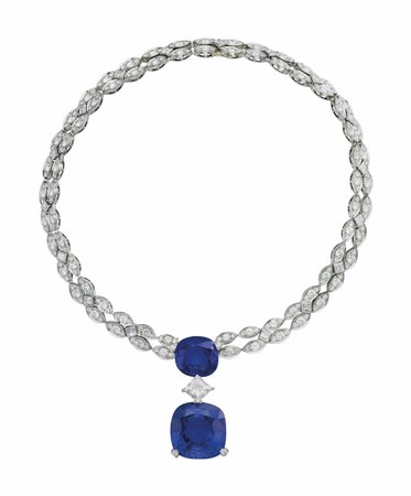 IMPORTANT SAPPHIRE AND DIAMOND NECKLACE, BY CARTIER