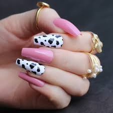 pink cow print nails - Google Search