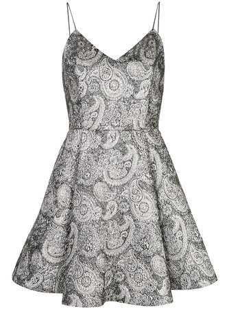 Silver Alice+Olivia Anette Paisley Pattern Flared Mini Dress | Farfetch.com