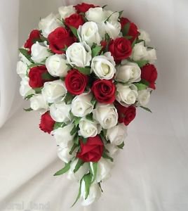 red white teardrop bouquet