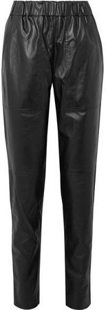 Tissue Leather Tapered Pants - Black