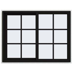 JELD-WEN 48 in. x 36 in. V-4500 Series Black FiniShield Vinyl Right-Handed Sliding Window with Fiberglass Mesh Screen-THDJW140400171 - The Home Depot