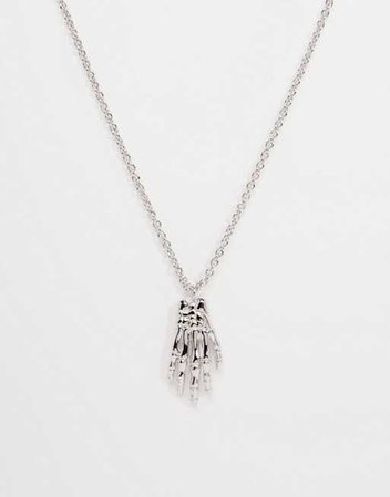 ASOS Skeleton Hand Necklace In Silver