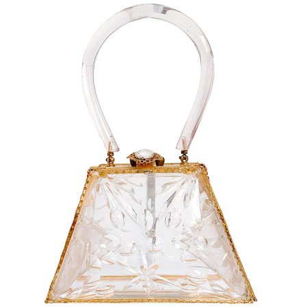 1950s Lucite Evening Bag with Brass Hardware at 1stDibs