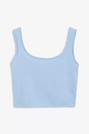 Soft knit crop top - Light blue - T-shirts - Monki WW