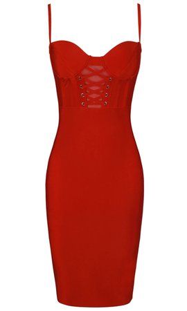 Red Lace Up Bustier Dress
