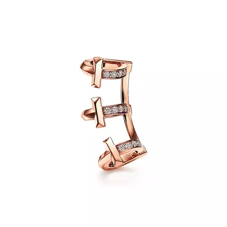 Tiffany T T1 Ear Cuff in Rose Gold with Diamonds | Tiffany & Co.