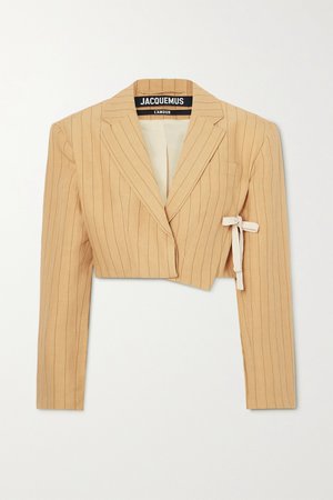 Yellow Santon tie-detailed pinstriped linen blazer | Jacquemus | NET-A-PORTER