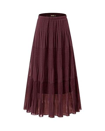 Women Victorian Skirt Vintage High Waist Skirt Solid Maxi Skirt Brown 2XL at Amazon Women’s Clothing store