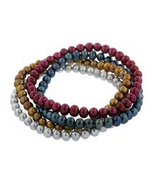 Enduring Jewels Metallic Cultured Pearl Beaded Stretch Bracelet Set | Zulily