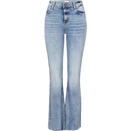 Light blue mid rise flare jeans | River Island