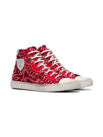 Saint Laurent red bandana print cotton high-top sneakers $348 - Buy Online SS19 - Quick Shipping, Price