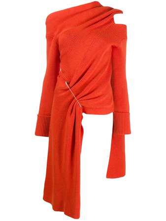 Orange Monse Large-Pin Asymmetric Knitted Top | Farfetch.com
