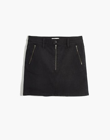 Stretch Denim Straight Mini Skirt: Zip Pocket Edition