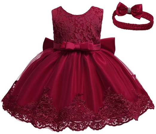 Amazon.com: Clothes Set Gift for Baby, Baby Girls Lace Bowknot Princess Wedding Formal Tutu Dress+Headband Set Clothes Wine: Clothing