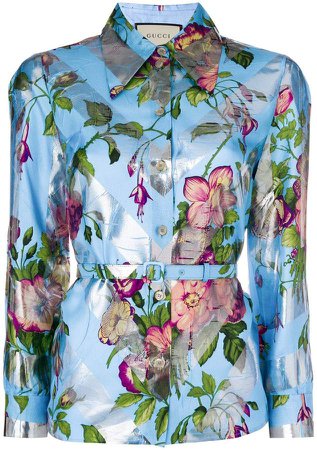 floral belted waist shirt