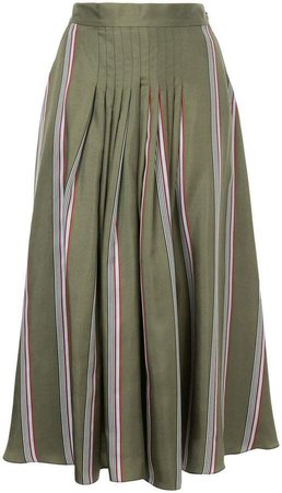 stripe pleated detailing skirt