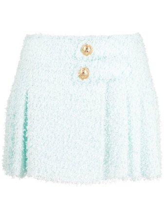 Balmain Pleated Tweed Mini Skirt - Farfetch