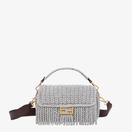 Grey wool bag with fringes - BAGUETTE | Fendi