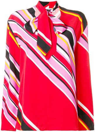 striped pussy bow blouse
