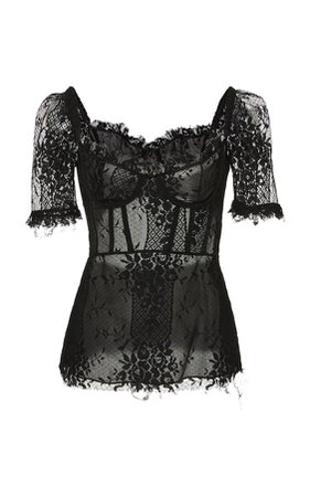 Brock Collection Puffin Peplum Cotton-Blend Lace Top