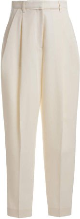 Alexandre Blanc Carrot Pleated Wool Tapered Pants