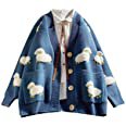 Amazon.com: QYIYA Women Long Sleeve Knit Loose Cardigan Cartoon Sheep V-Neck Button Sweater Coat : Clothing, Shoes & Jewelry