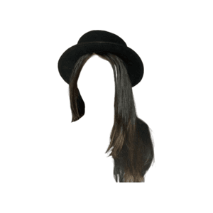 straight black hair png hat