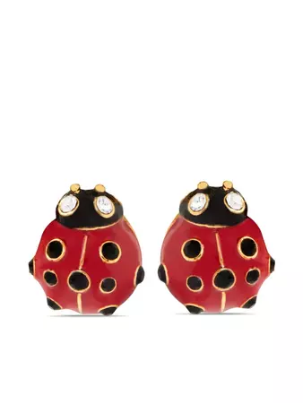 Oscar De La Renta Enamel Ladybug Earrings - Farfetch