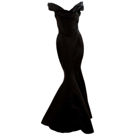 Vivienne Westwood Black Silk Corset Gown 2pc Special Couture Gold Label 10/12 For Sale at 1stdibs
