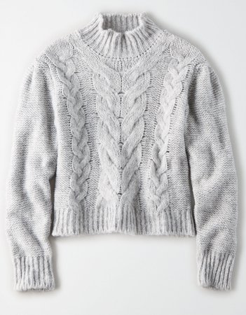 AE Studio Cable Knit Mock Neck Sweater