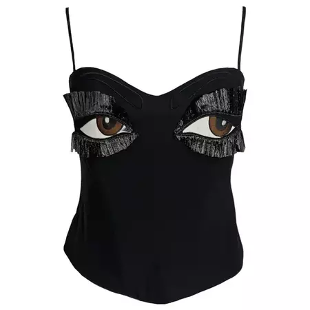 S/S 1990 Moschino Couture Vintage Eyes Bustier Corset Top For Sale at 1stDibs