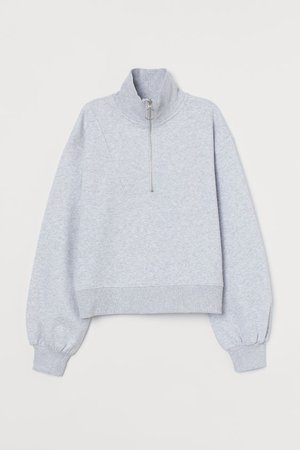 Sweatshirt with Zip - Light gray melange - Ladies | H&M US
