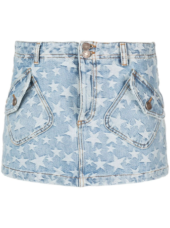 ERL star print washed denim mini skirt
