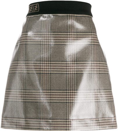 vernished checked skirt