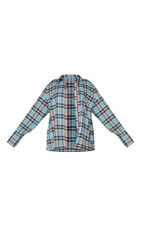 Pretty Little Thing Blue Checked Oversized Shirt