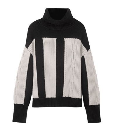 YAITTE - MAINE Black & White Chunky Knit Turtleneck