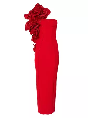 Shop Carolina Herrera Dramatic Rosette Column Gown | Saks Fifth Avenue