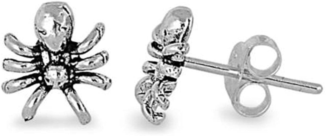 Sterling Silver Spider Stud Earrings: Jewelry