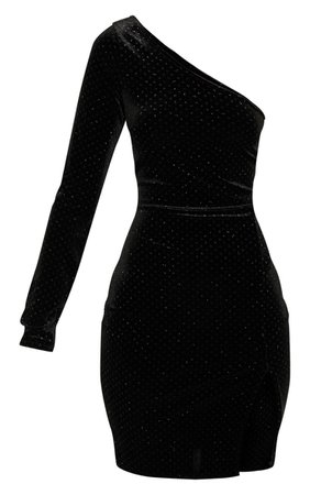 Black Velvet Glitter Mini Dress | Dresses | PrettyLittleThing