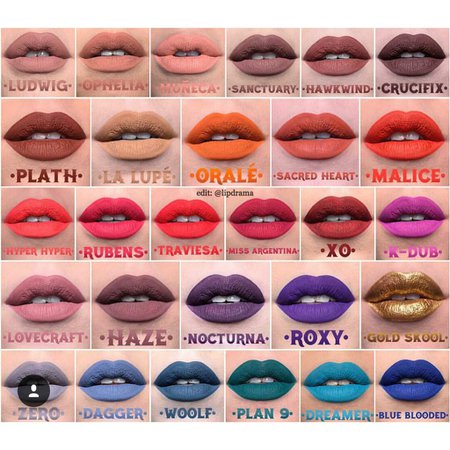 Pastel Goth Lipstick Chart #3