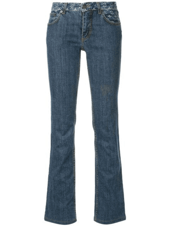 Pre-Owned Louis Vuitton Low Rise Bootcut Monogram Jeans In Blue | ModeSens