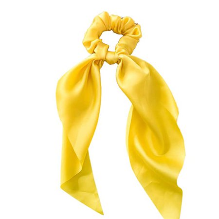 Amazon.com : Shineweb Women Girl Bow Satin Ribbon Ponytail Scarf Hair Tie Rope Scrunchies Elastic Band Hair Scrunchies Bands Yellow : Beauty & Personal Care