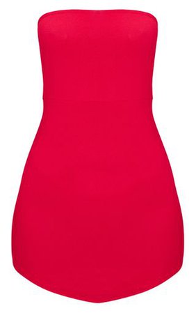 Red Bandeau Pointy Hem Bodycon Dress | PrettyLittleThing