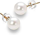 Amazon.com: 14K Gold 6.0mm AAAA Quality Round White Freshwater Cultured Pearl Stud Earrings Set for Women: Jewelry