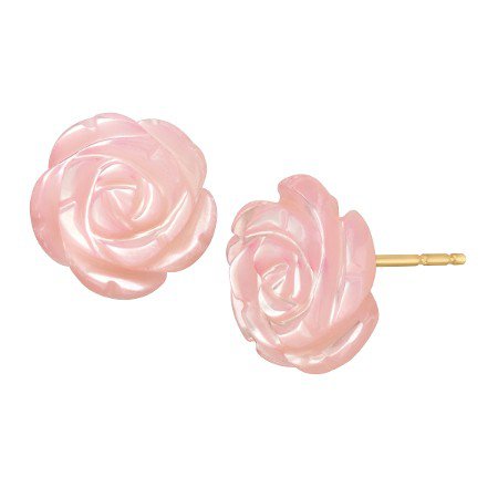 Pink Natural Mother-of-Pearl Flower Stud Earrings in 14K Gold | Mother-of-Pearl Flower Earrings | Jewelry.com