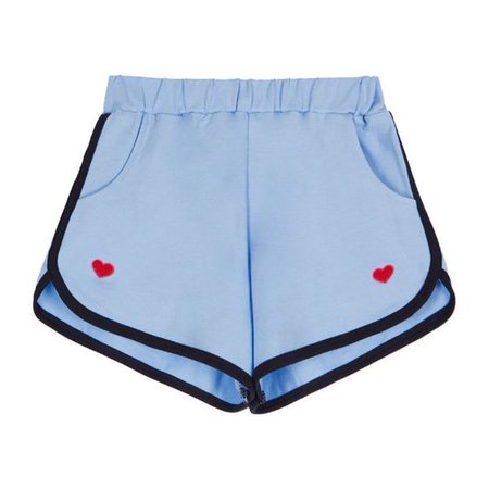 Blue Volleyball Shorts with red hearts